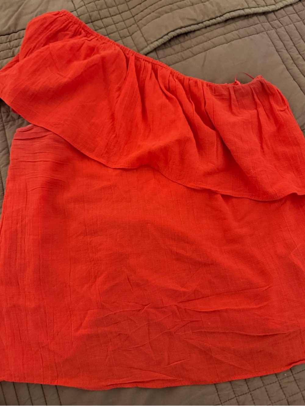 H&M Bright Red Orange One-Shoulder Top